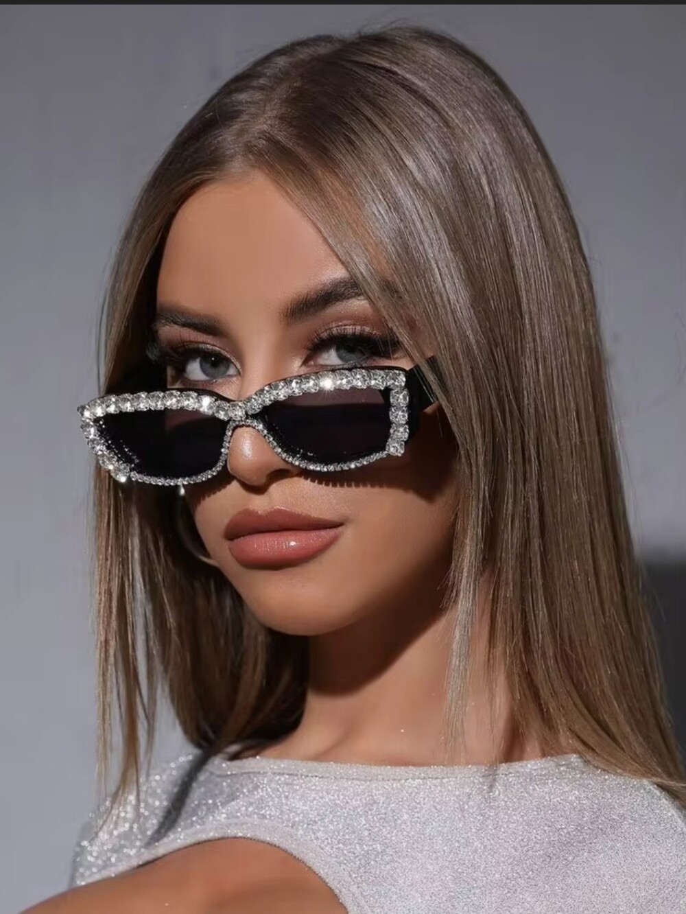 Black Sunglasses with Crystal Trim